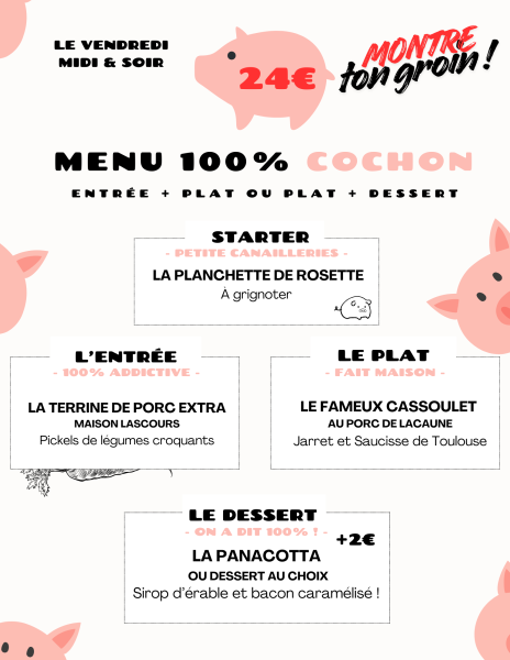 LE VENDREDI C'EST MENU 100% COCHON